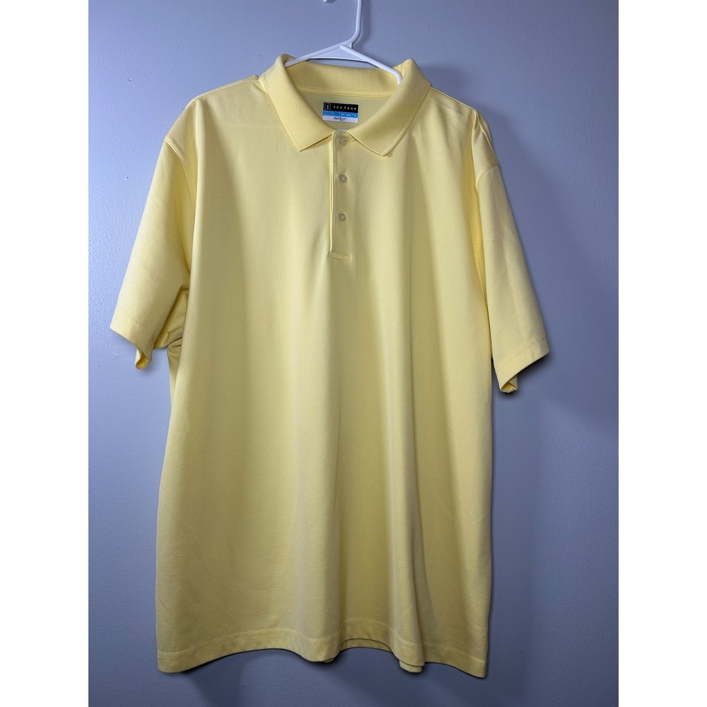 PGA TOUR Airflux Mens XXL Canary Yellow Golf Polo Shirt Short Sleeve Breathable